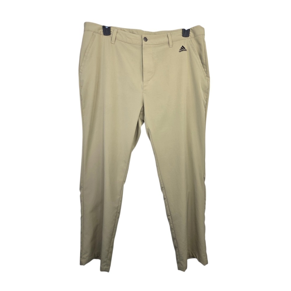 Adidas Mens Tan Adi Golf Pants 38x30 Lightweight Flat Front Stretch 3 Stripes